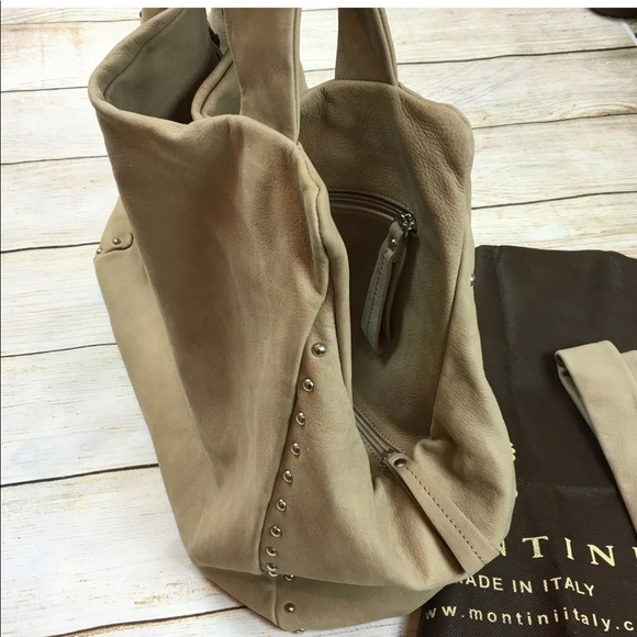 Montini beige leather handbag from Italy NEW - Picture 4 of 8